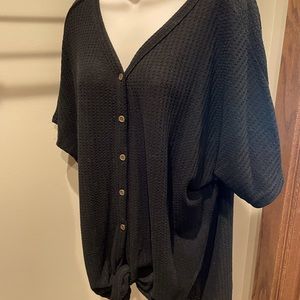 Comfy Black Waffle Tunic Large